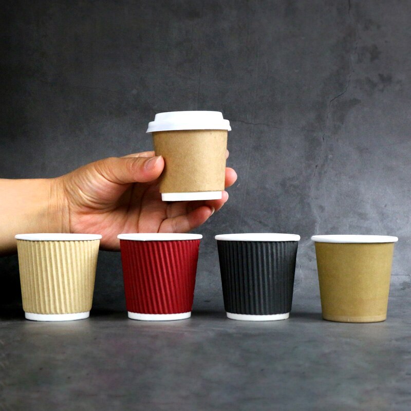 100pcs Double layer paper disposable coffee cup 100ml 4oz small thick dirnking papaer cups birthday party favors milk tea cup