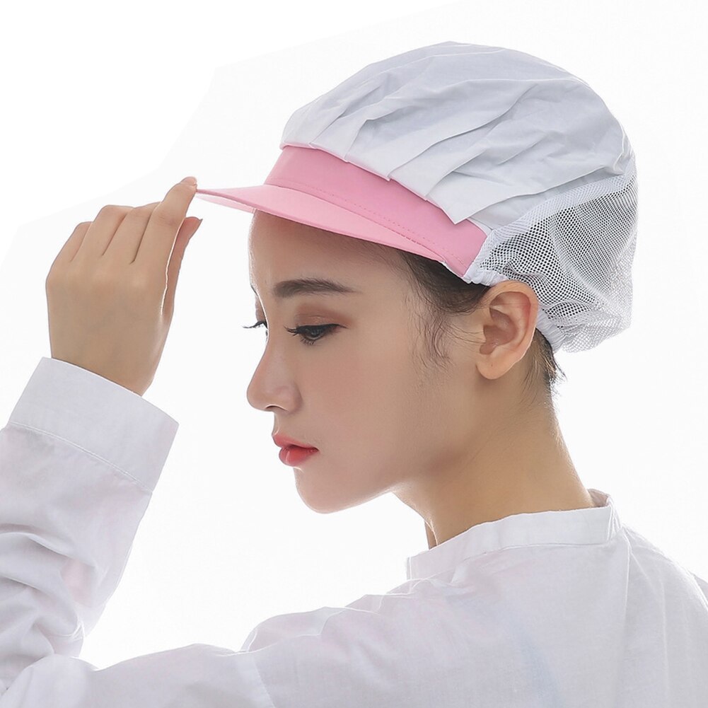 Bread Cafe Dustprooof Kitchen Restaurant Chef Hat Elastic Baker Work Wear Adjustable Factory Accessories Catering Workshop Cook: Pink And White