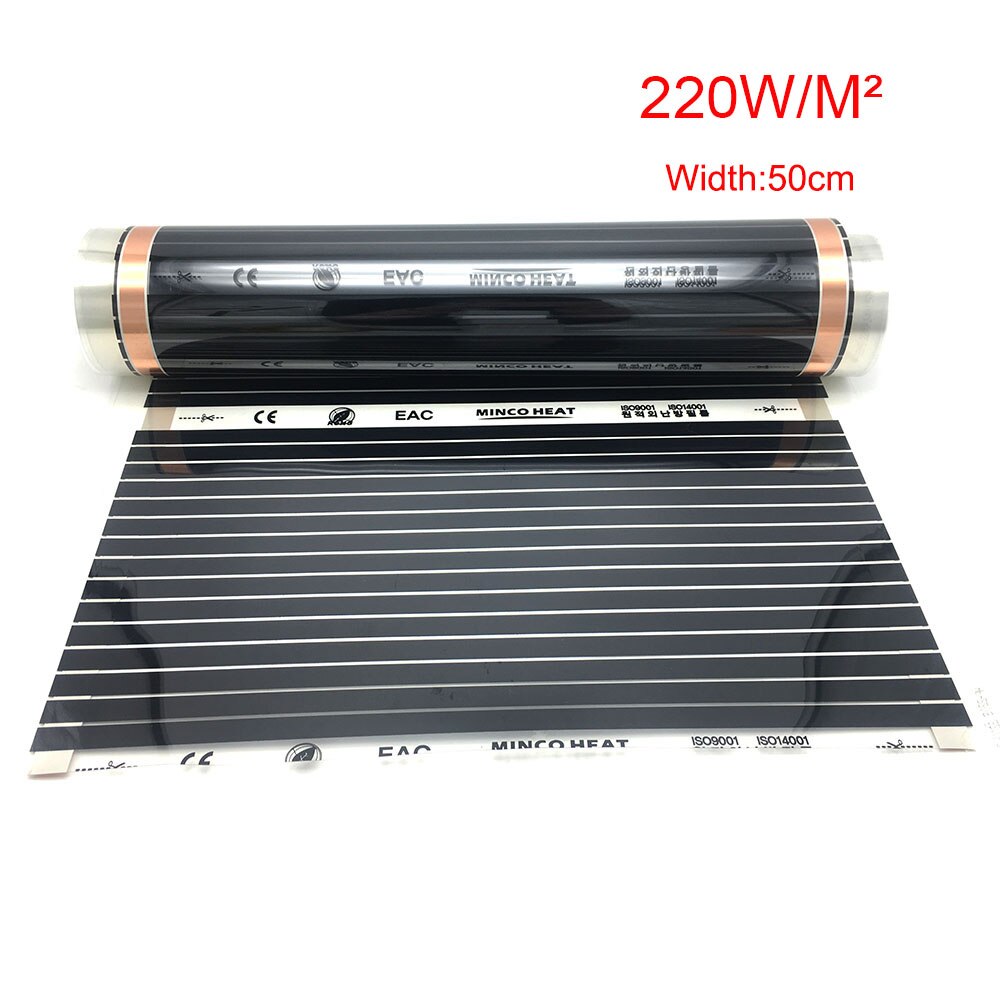 Various sizes MINCO HEAT AC220V Infrared Underfloor Heating Film 220w/m2 Warm Mat Electric Heater for Home Heating Element