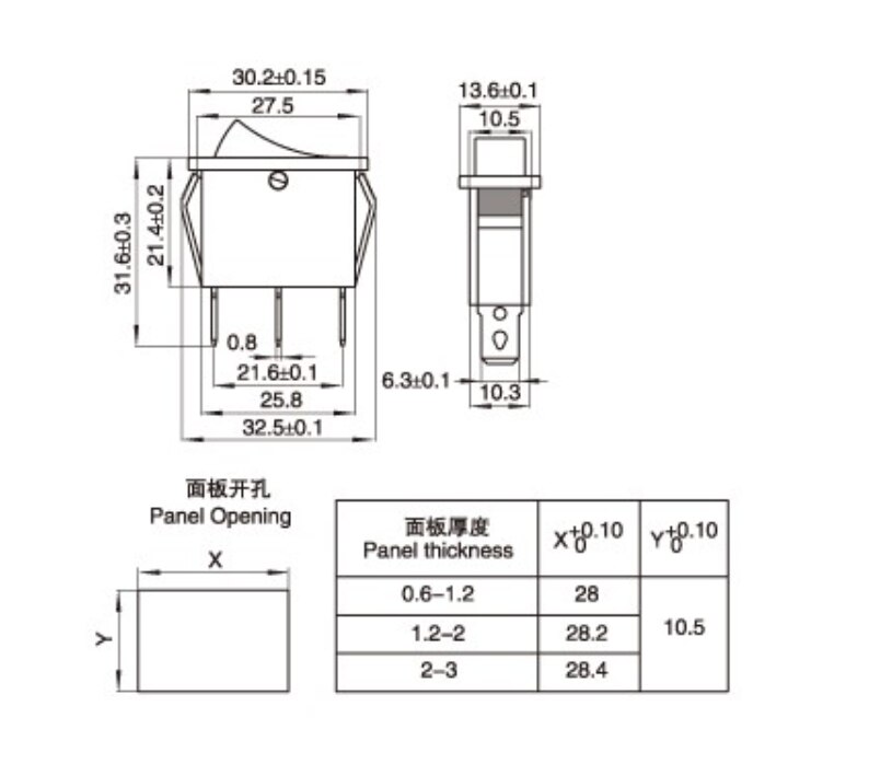 KCD3 Rocker Switch On-Off 2 Positie 3 Pin Elektrische Apparatuur Met Licht Schakelaar 16A 250VAC/ 20A 125VAC 35Mm * 31Mm * 14Mm