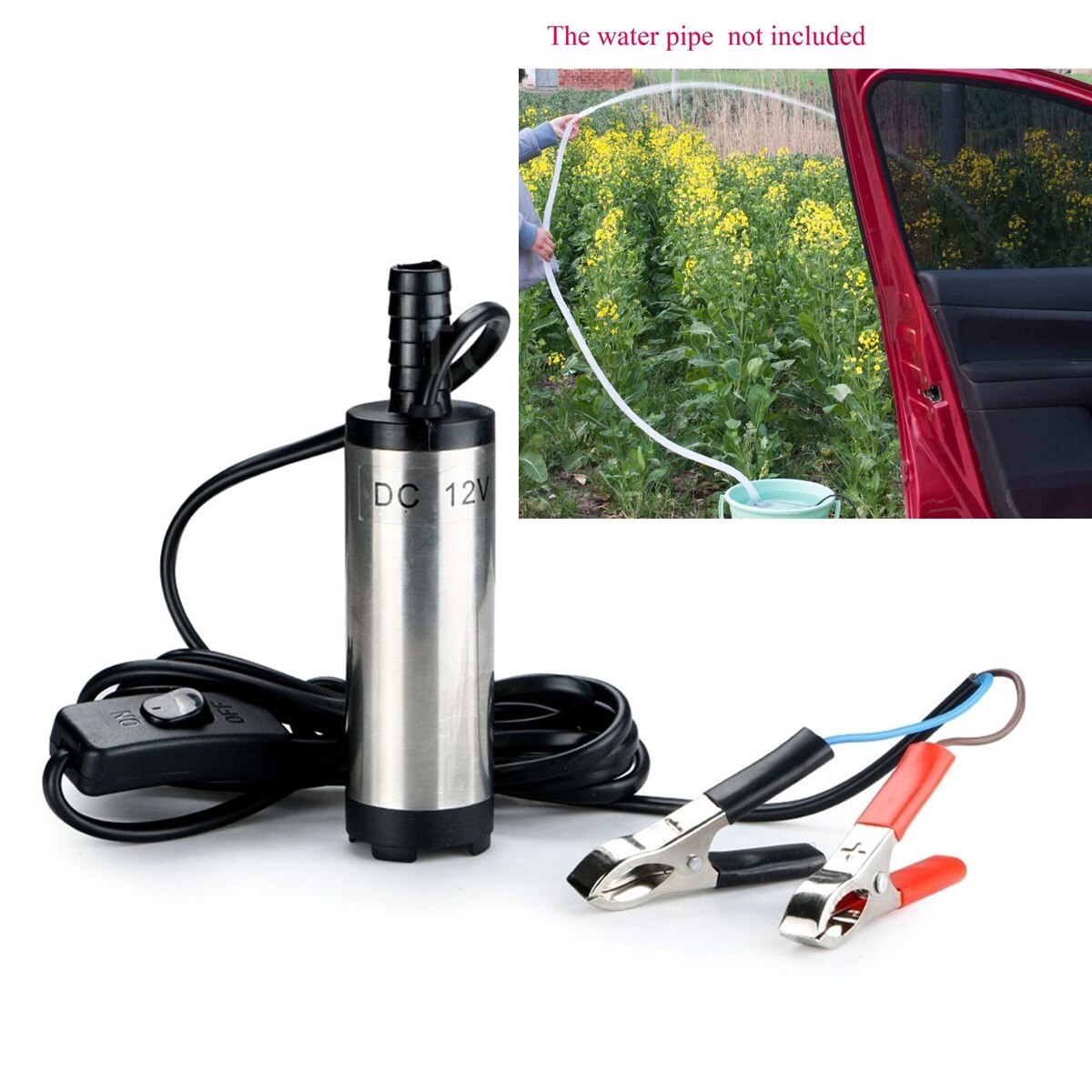 DC 12V Stainless steel Submersible Fuel Pump 38mm Water Oil Crude Oil Engine Fuel Transfer Refueling Tool