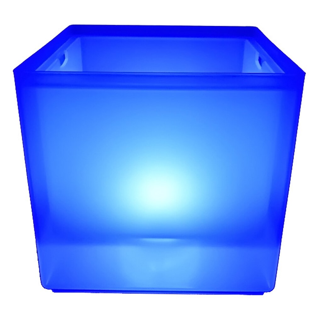 Cubo de hielo LED colorido de doble capa cuadrado Bar cerveza cubo de hielo Multi-Color cambiante Durable cubeta de vino de hielo 5L para Bar P7Ding: Double Champagne Buc