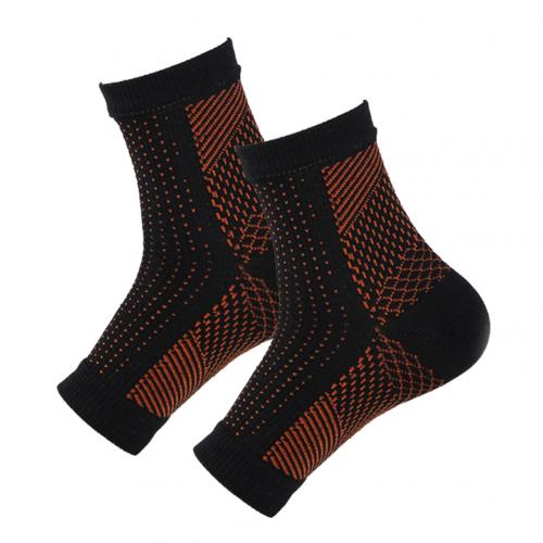 Unisex anti-træthedssport basketball fodbold kompression fod ankel elastisk bandage ærme støtte bøjle guard beskyttende sokker: Sortbrun / Sm