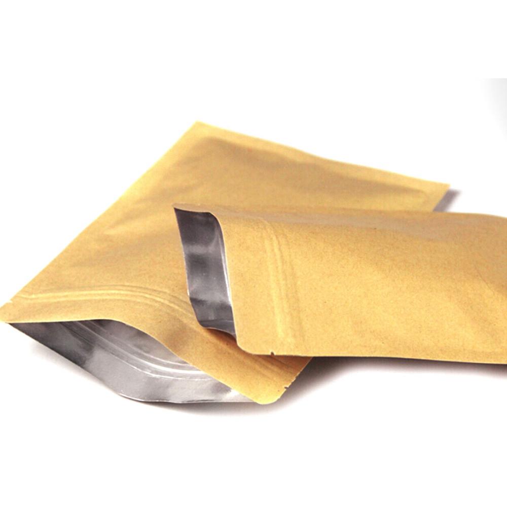 10/20/50PCS Bag Resealable Zip Lock Kraft Paper Bag Stand Up Foil Heat Seal Food Grade Kitchen Storage