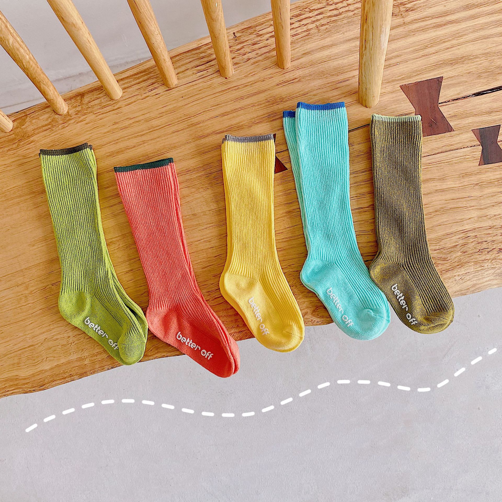 5 par/pack Casual NIÑOS Calcetines de algodón de bebé niños niñas sólida Anti-deslizamiento de la rodilla calcetines largos para 1-7Y bebé