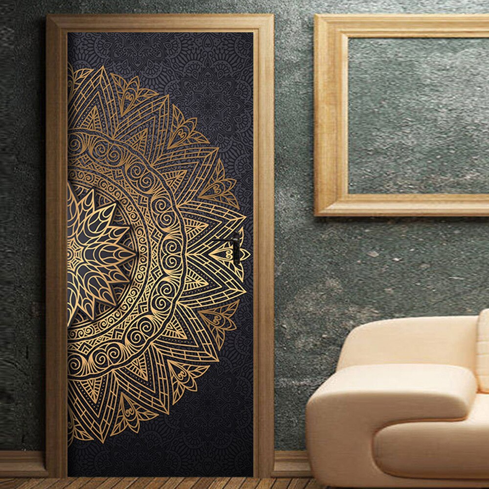 Door Stickers 3D Feather Stickers Background Decoration Wall Stickers Wooden Door Renovation