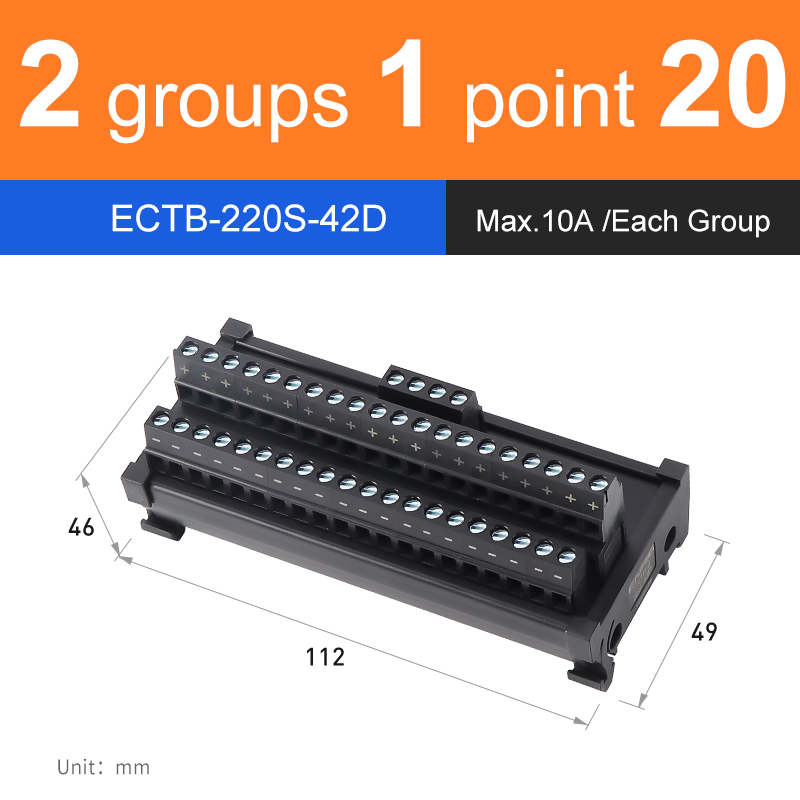 ENMG Screw terminal Save Wiring Split Terminal Block ECTB 10A Power Splitter PLC Terminal Block One to One One One to One 10~64: WHITE