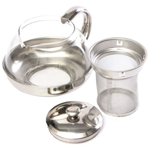 800ml Edelstahl Glas Teekanne verlieren Infuser Kaffee Tee Blatt Pflanzliche Dekor