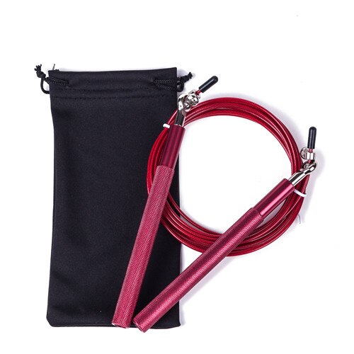 Free pouch 3 Meters METAL BEARING and Handle skipping rope / Speed Cable Jump Rope Crossfit MMA Box home gym / NPFL: Red