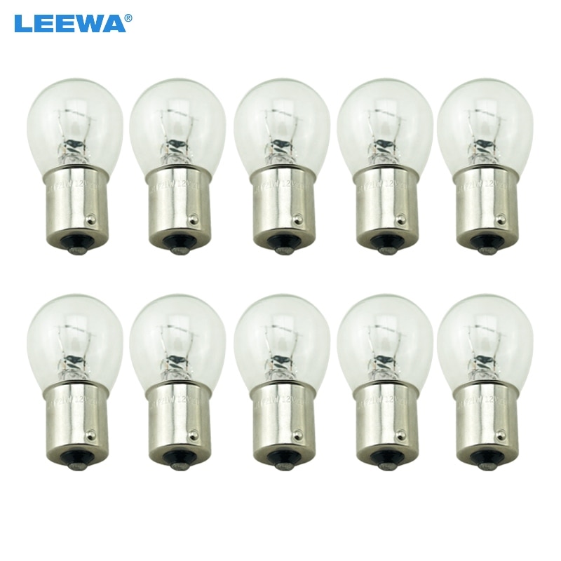LEEWA 10 stks 1156 BA15S S25 P21W 12 v Auto Clear Glas Lamp Turn Tail Lamp Auto Indicator Halogeen Lamp # CA2724
