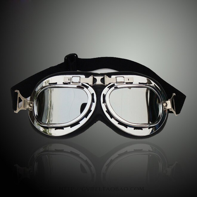 Gafas de estilo aviador Vintage para hombre y mujer, casco para deportes, esquí, snowboard, patinaje, gafas de vuelo Retro, a prueba de viento: Silver