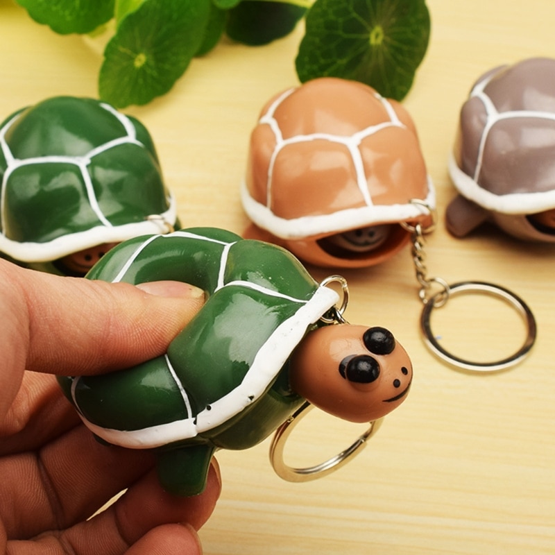 1Pc Grappige Pop Het Schildpad Hoofd Fidgets Sleutelhanger Leuke Dieren Turtles Stress Relief Speelgoed Voor Volwassenen Kids Anti-Stress