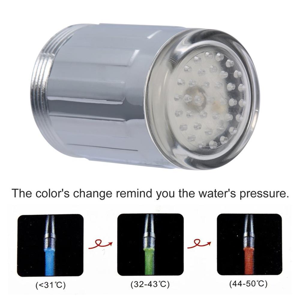 Grifo de agua brillo ducha LED Sensor de presión de luz del grifo 3 colores RGB colorido Mini cocina accesorios de baño