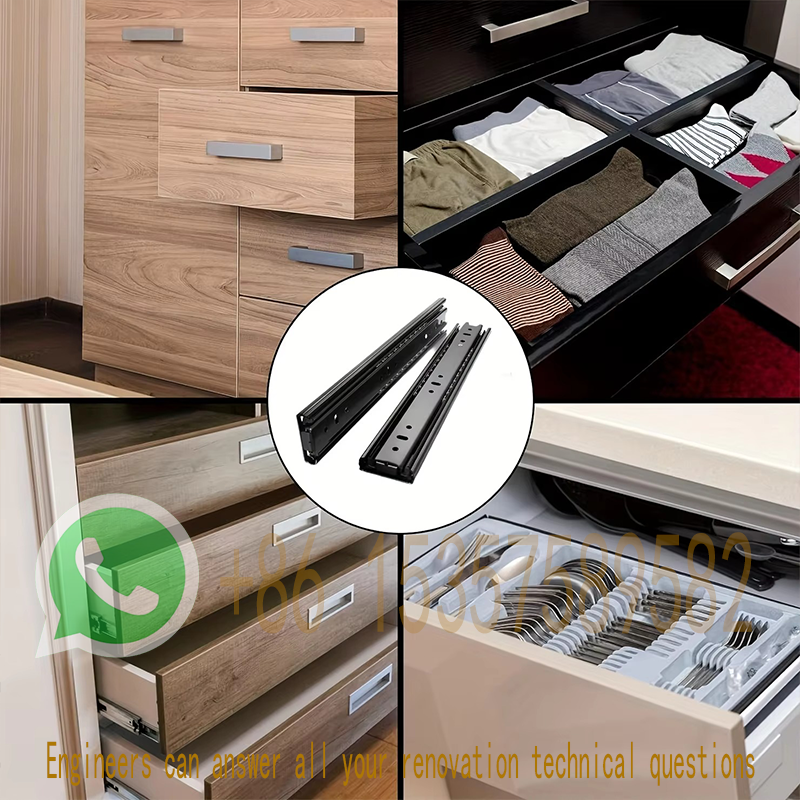Drawer Rail 8~20Inch Cold Rolled Steel Drawer Slides Close Drawer Sliding Track Three-Section Cabinet Slides Furniture Hardware