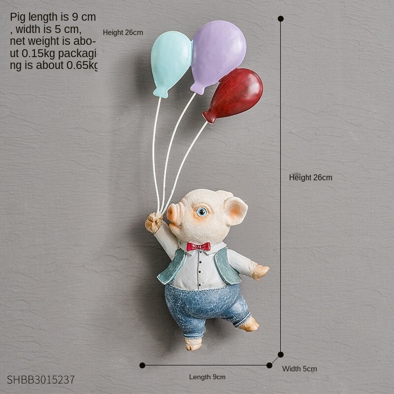 Nordisk heminredning djur ballong sovrum dekor stor harts hantverk vägghängande 3d giraff ballong piggy kanin räv: Gris