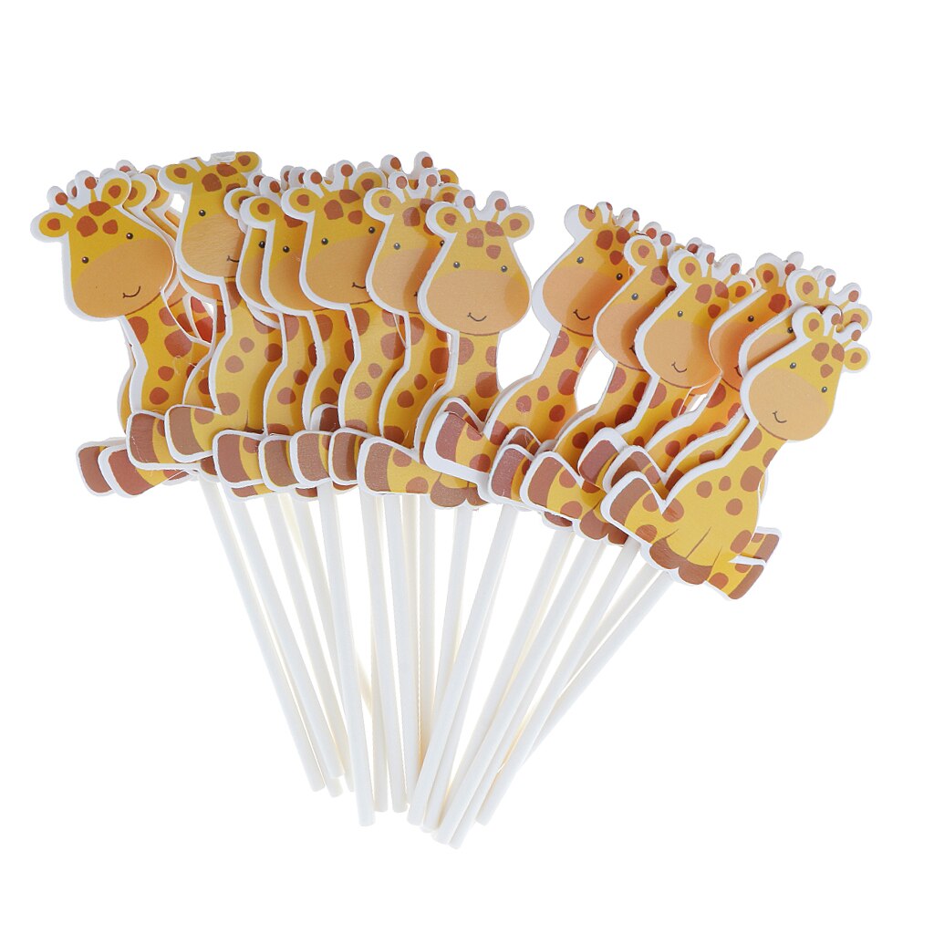24x Cute Animal Giraffe Cake Cupcake Topper Picks Kids Birthday Party Décor