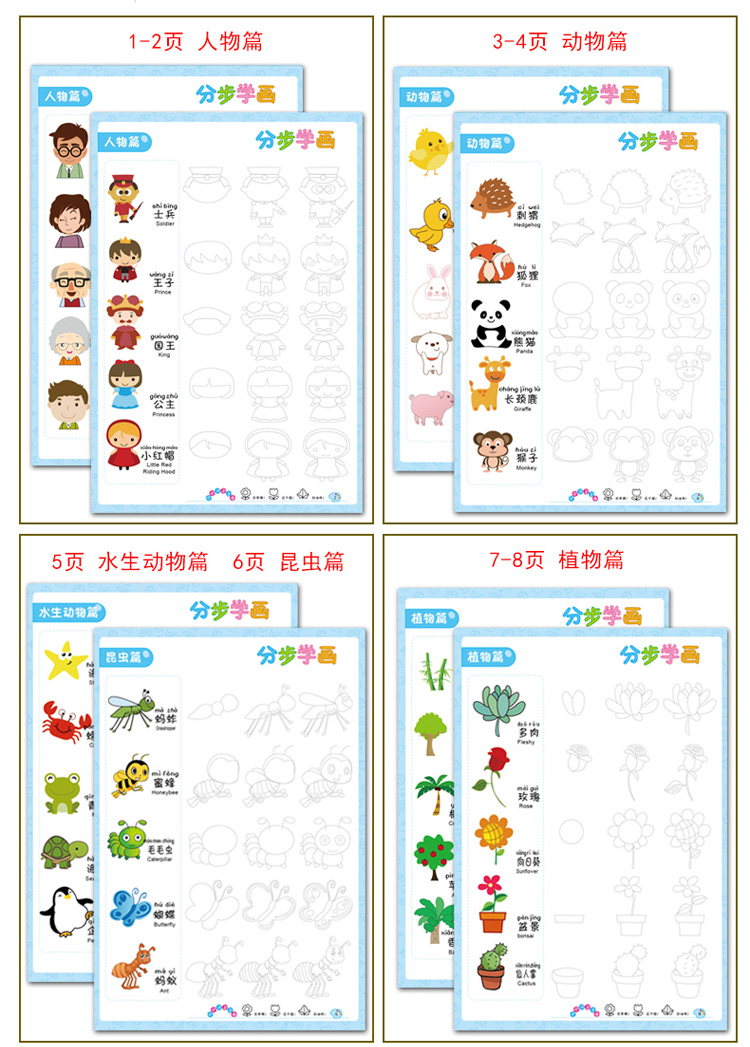 Groove Cartoon Baby Drawing Book Coloring Books for Kids Children Painting Libros Age 3-9 Animal /Fruit / Vegetable / Plant