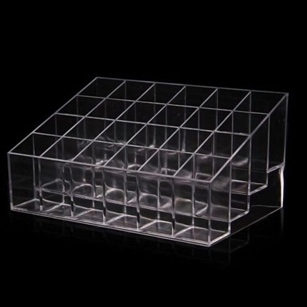 24 gitter rum gennemsigtigt kosmetik neglelak display stand læbestift organizer taske akryl makeup opbevaringsboks
