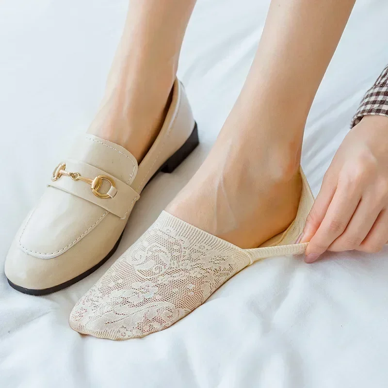 5 par/lote calcetines de mujer calcetines náuticos verano transpirable silicona antideslizante fino Invisible tobillo calcetín transparente corto Sox