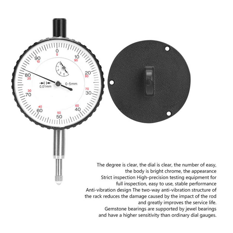 0-5mm Dial Gauge Indicators Shockproof 6Jewels MetricDial Indicator 0 01mm