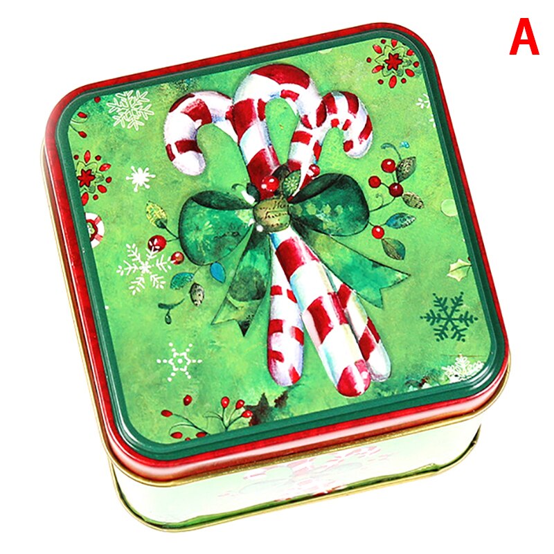 1pc julekasse pakke tin kasse bryllupsfest slik bagning cookies kiks kasse container til xmas holder: -en