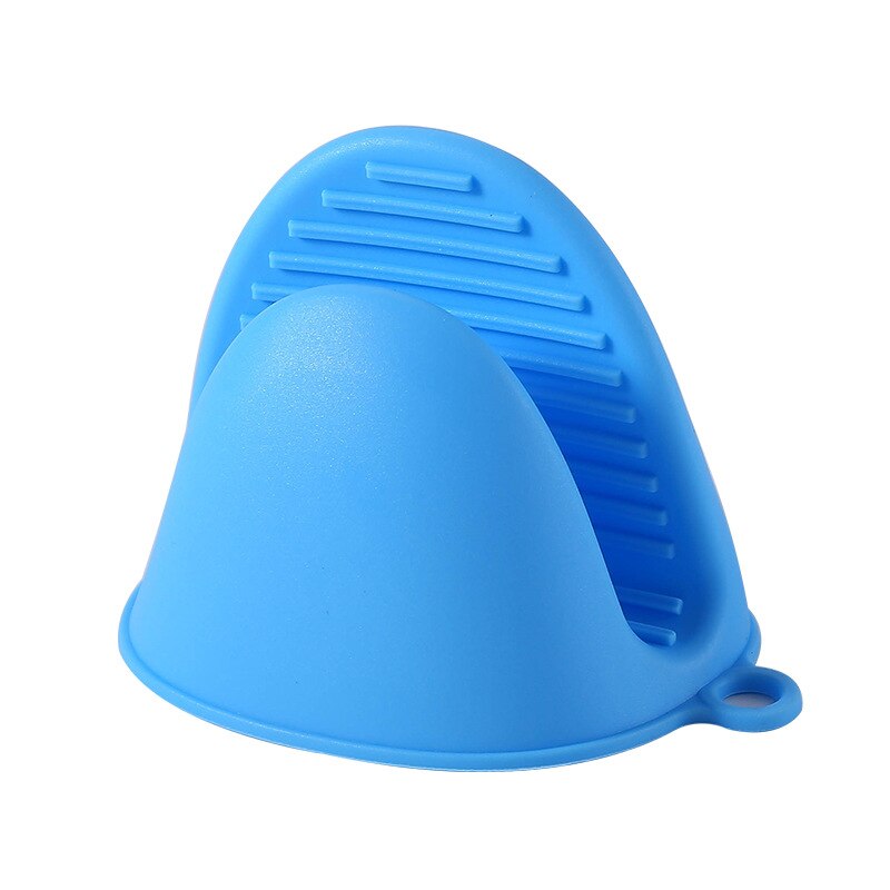 1Pc Kitchen Silicone Heat Resistant Glove Clip Microwave Heat Insulation Non-slip Handle Bowl Pot Clip Cooking Oven Glove: Blue