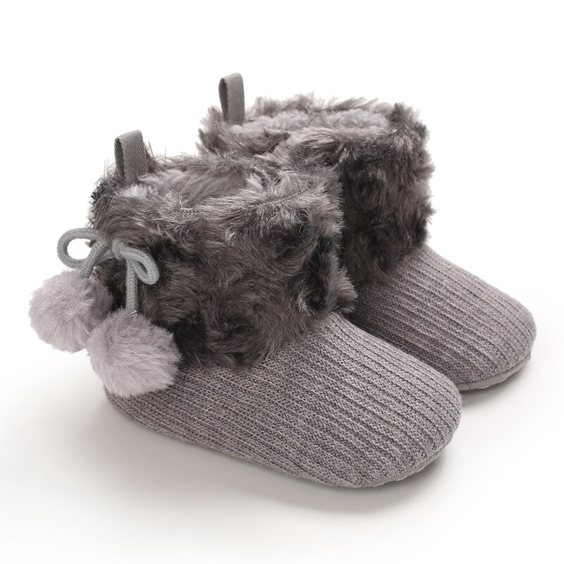 Caterpillar – bottes de neige antidérapantes pour bébé fille et garçon, bottines chaudes d'hiver en fausse fourrure douce, en tricot à fleurs, pour les premiers pas des nourrissons: C / 0-6 mois