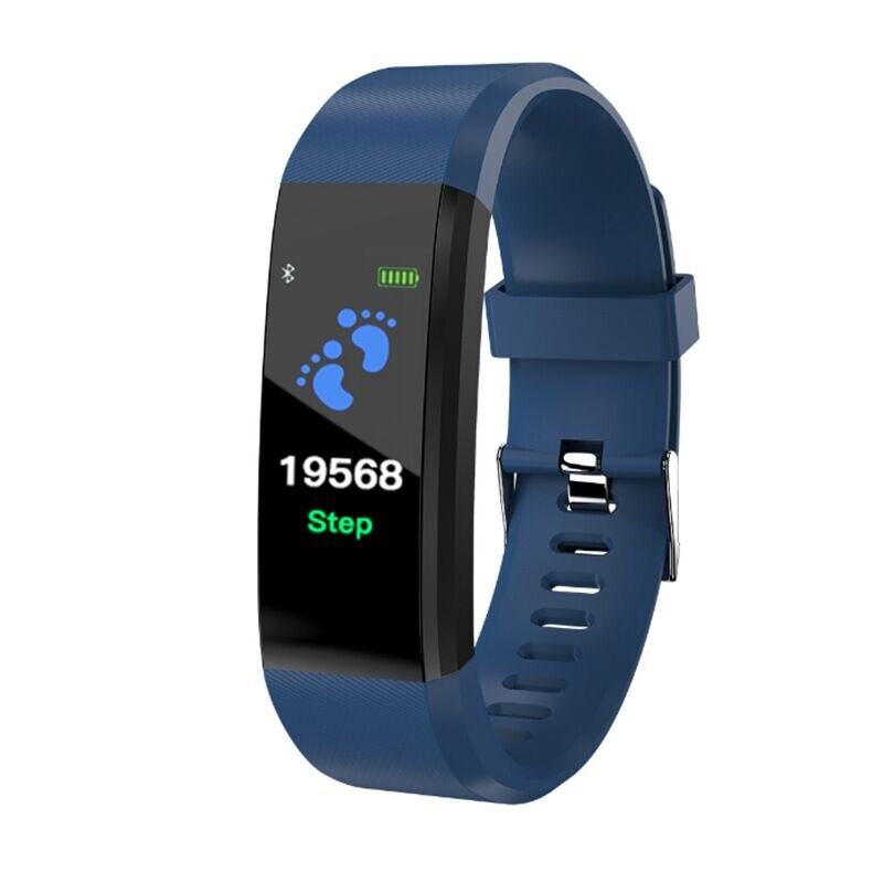 115Plus Bracelet Heart Rate Blood Pressure Smart Band Fitness Tracker Smartband Bluetooth Wristband for fitbits Smart Watch: Blue