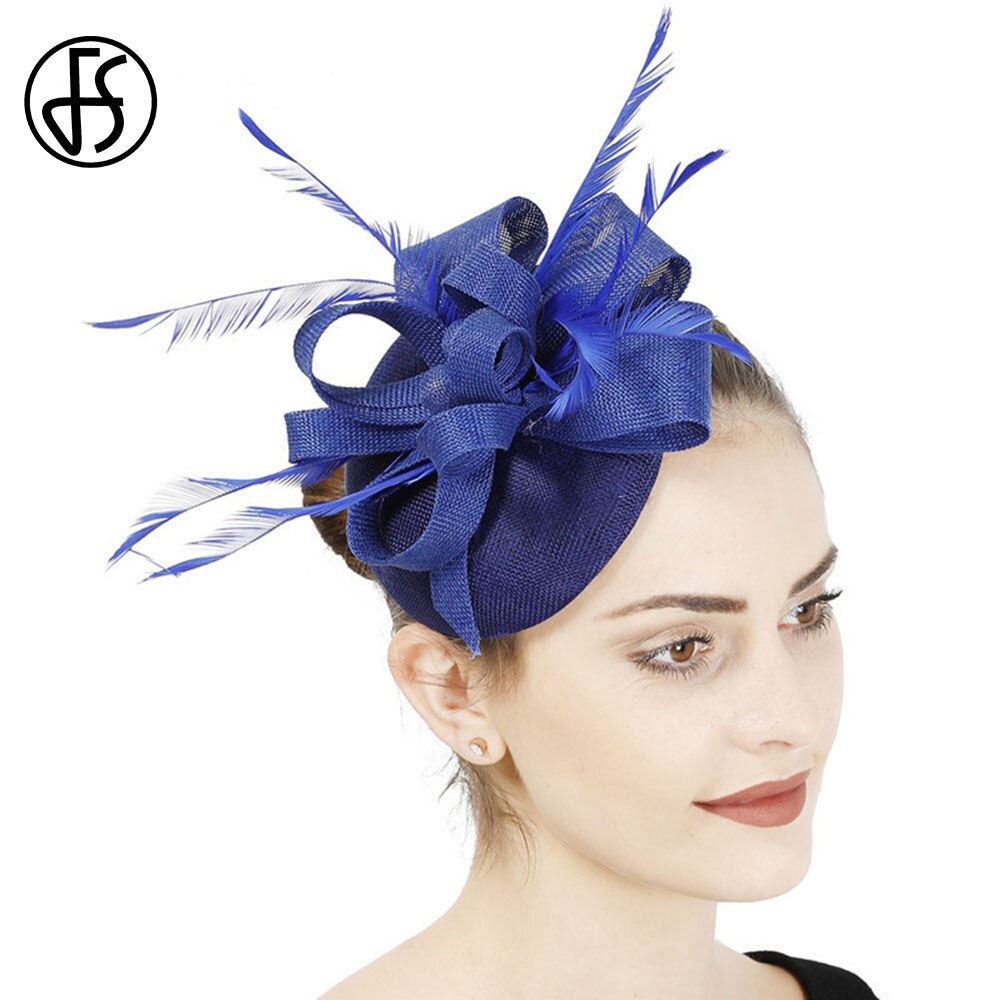 Fs Vrouwen Vintage Kerk Hoed Tovenaar Grote Derby Rose Rode Hoofdband Veer Mesh Party Hoeden Cocktail Grote Bruiloft Hoeden Fedora