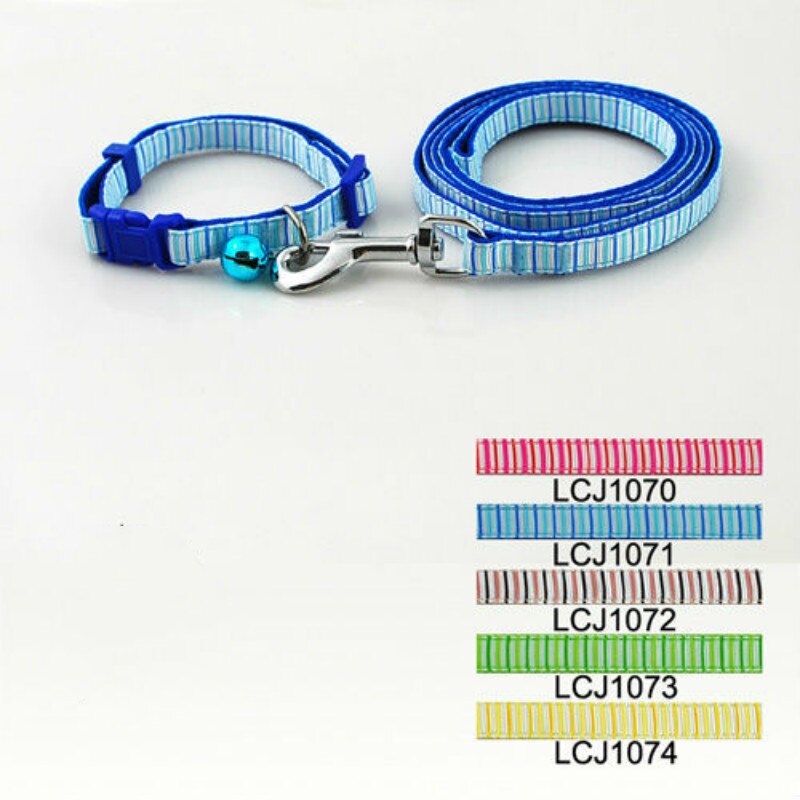 1 Cm Classic Pet Dog Stripes Print Collar Leash Set (5 Kleuren) 12 Stks/partij Lcj1070