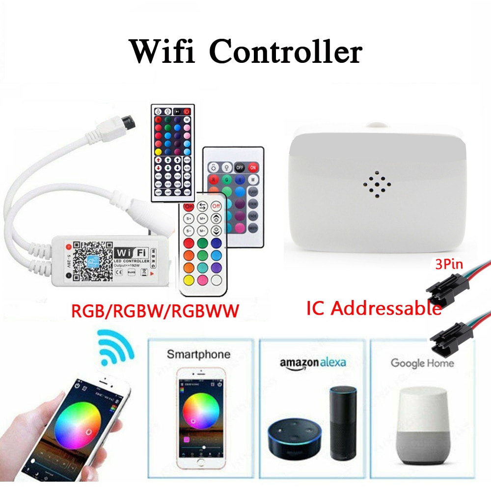 Contrôleur de voix USB rvb RGBW RGBWW Led Wifi contrôleur pour 5050 2835 WS2811 WS2812B led bande magique minuterie de musique à la maison DC5/12/24V