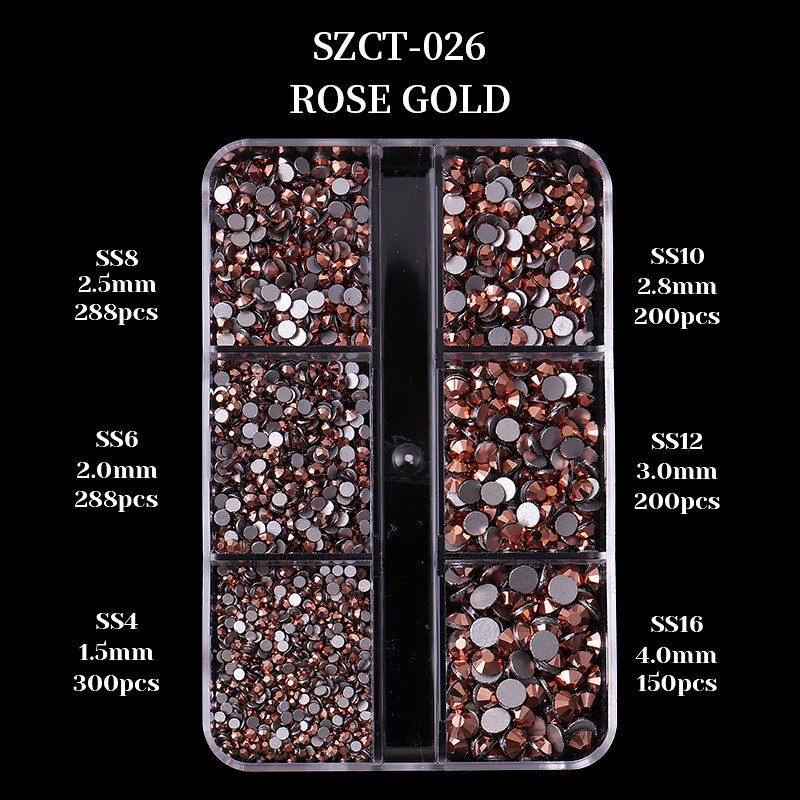 6Grids/box Nail Art Rhinestones 1426pcs AB Mixed Size Crystal Gem Diamonds 3D Nail Rhineston Nail Art Decoration DIY Face Makeup: 08