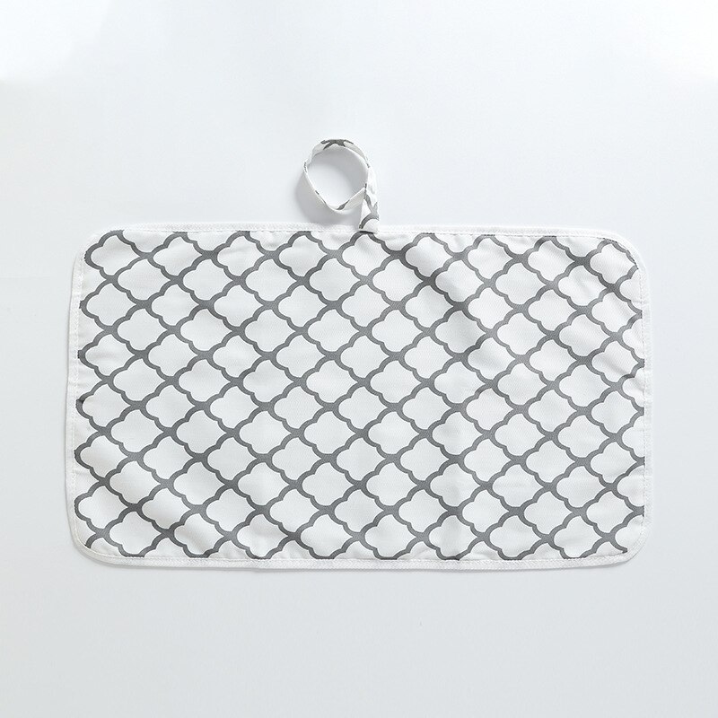 60*35cm Neue Baby Windel Ändern matt wiederverwendbar Windel Kleinkind Waschbar Wasserdichte Matratze gestreift drucken freundlicher Spiel Boden matten: Weiß Geometrie