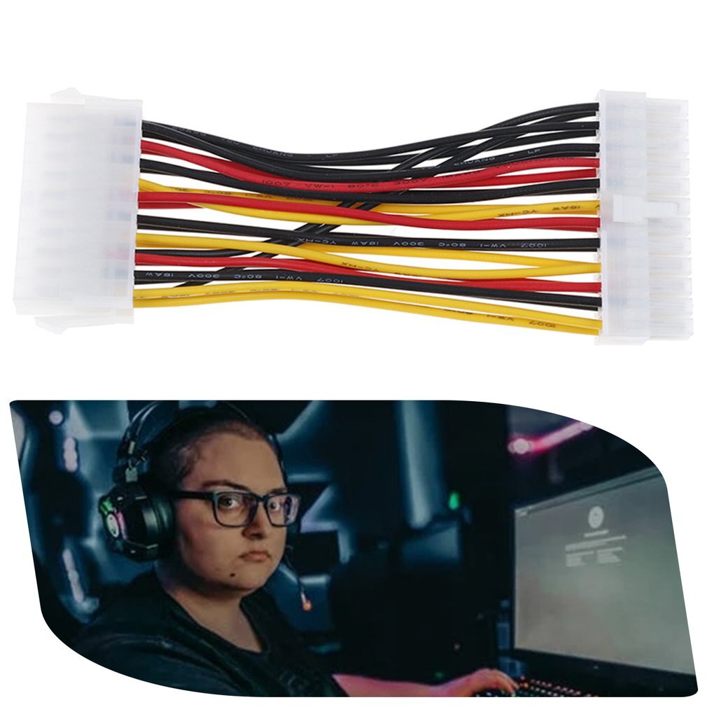 24 Pin Male To 24Pin Female Power Supply Extension Cable Internal PC PSU TW Power Lead Connector Wire