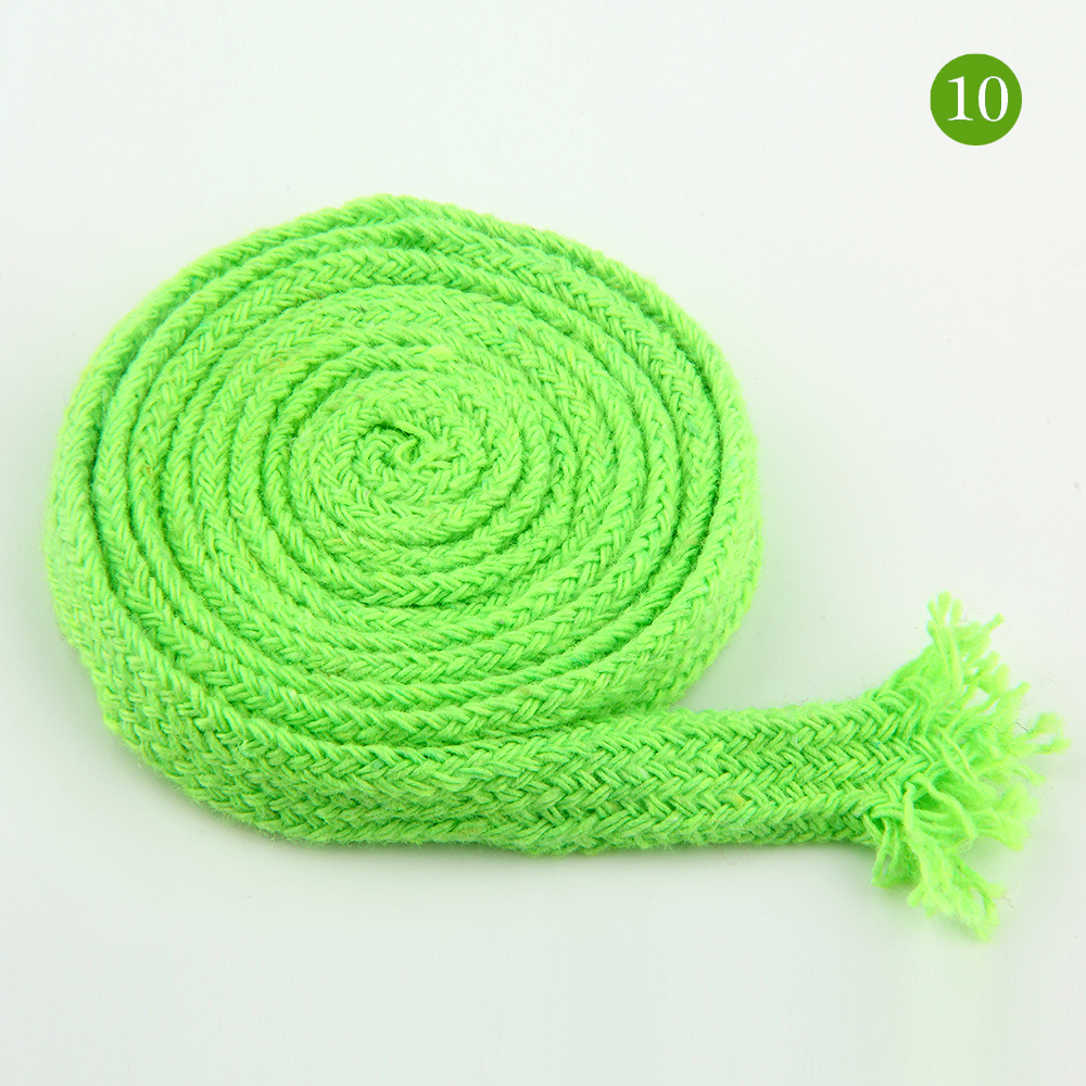 Cuerda de algodón de 10mm, cordón trenzado plano, tejido Multicolor para bolso, artesanía hecha a mano, costura textil para el hogar, 5 yardas: Verde fluorescente