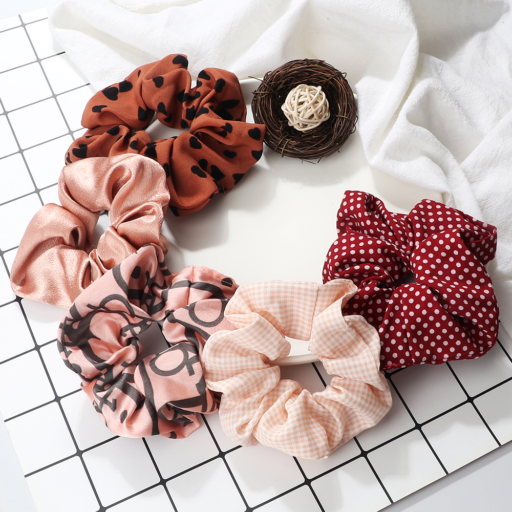 5 unids/lote Boo-tiful Scrunchies de satén de seda banda para el cabello de goma elástica grande coleta para mujer y niña accesorios para lazos para el cabello al por mayor: Naranja