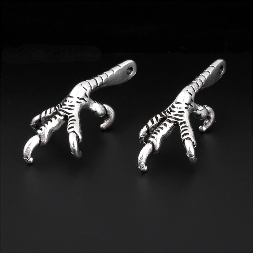10Pcs Zilver Kleur Eagle Claw Charms Animal Paw Hanger Maken Metal Choke Kettingen Handgemaakte Sieraden Geleverd 33X16mm A3295