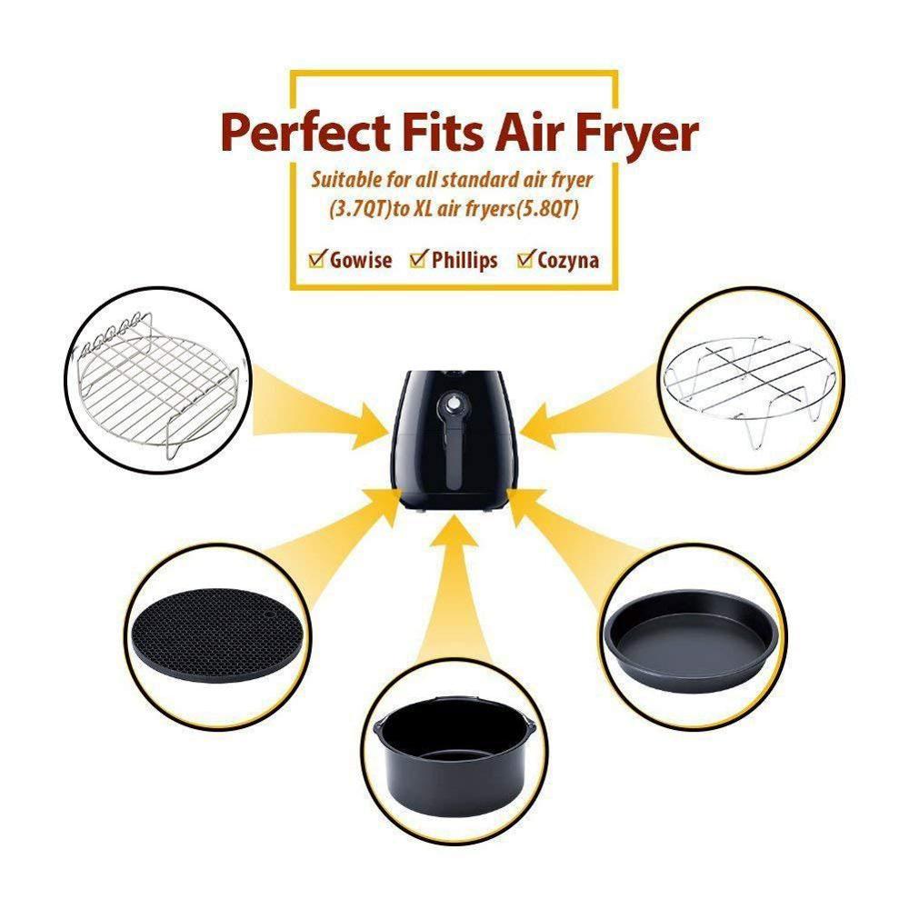 Air Fryer Accessories for Gowise Phillips Cozyna and Secura, Set of 7, all Airfryer electric fryer 5.3QT to 5.8QT
