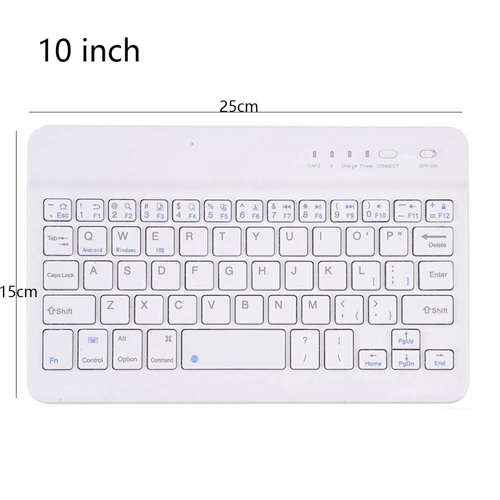 Mini Ultra Slim Wireless Bluetooth Keyboard 7/9/10 Inch Bluetooth 3.0 Keyboard For Ipad Phone Tablet With Windows/Android/iOS: 10  inch  White