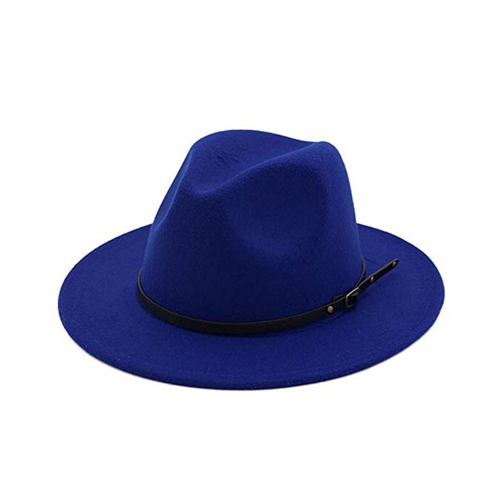 Jahrgang Einfarbig Filz Breite Krempe Bowler Fedora Hütte Winter Diskette Frauen Kappe Jazz gorra Europäischen Amerikanischen Runde Kappen Bowler hüte: königlich Blau