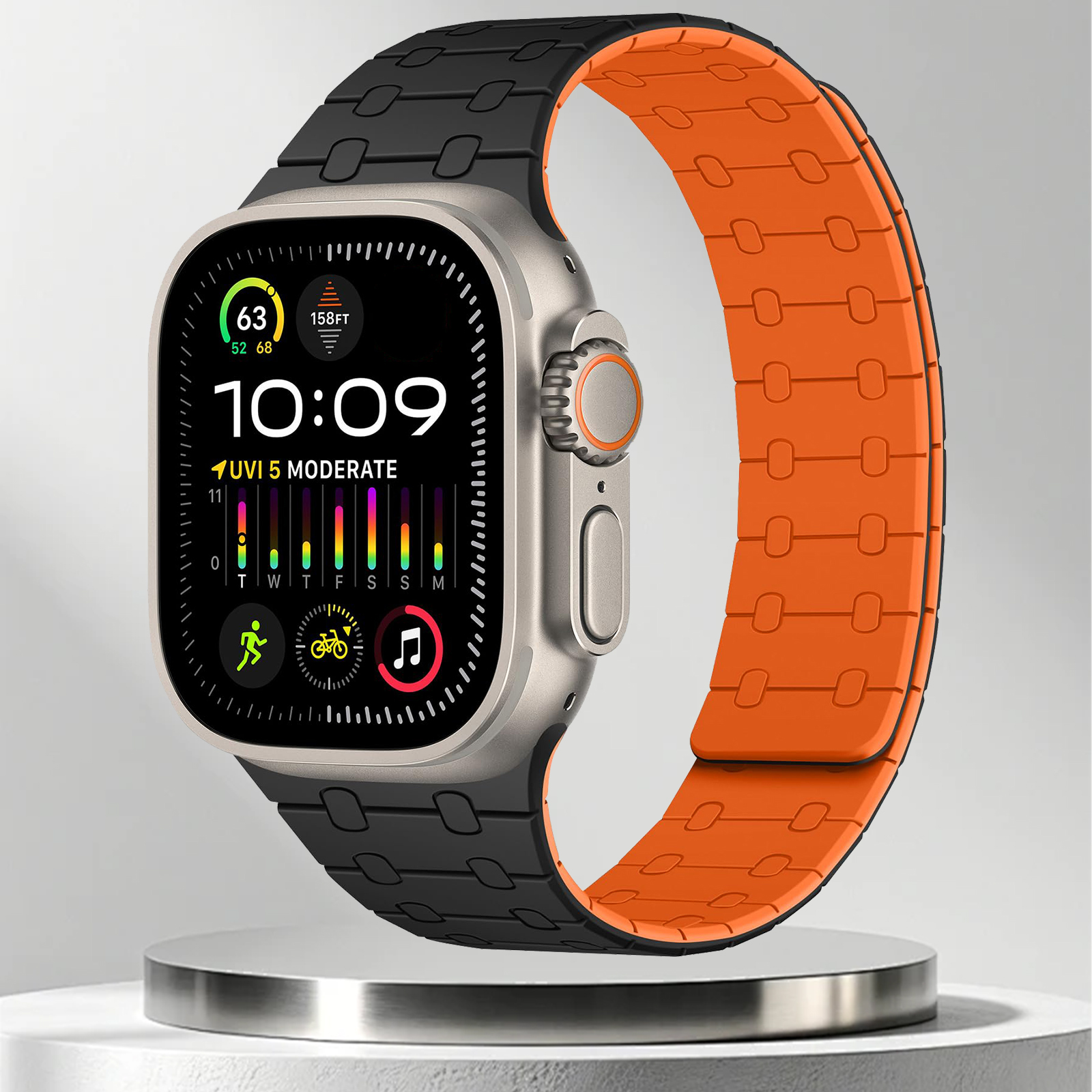 Magnetisk rem til apple watch series 10 46mm 42mm 9 8 7 45mm 41mm silikonrem til iwatch ultra 2 49mm 6 se 5 4 44mm 40mm armbånd: S / Svart grå