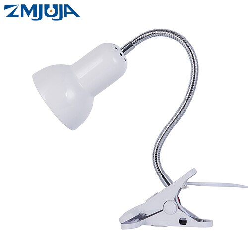 Adjustable Reading LED Desk Lamp E27 Light Holder With Clip Switch,360 Degree Twisted Flexible Metal Tubing led Table light: White / 5W White