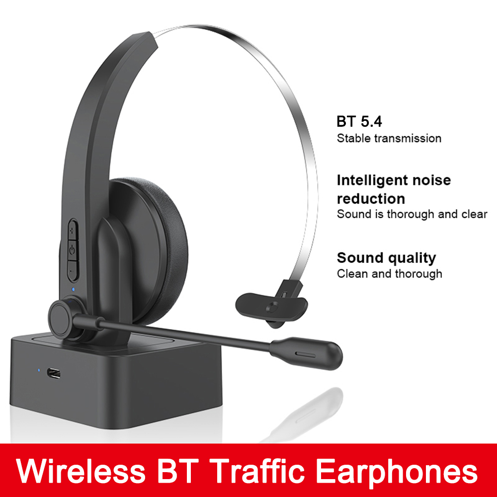 Bluetooth 5.4 Kopfhörer mit Mic Ladebasis Drahtloses Headset für PC Laptop Call Center Büro 12H Sprechzeit