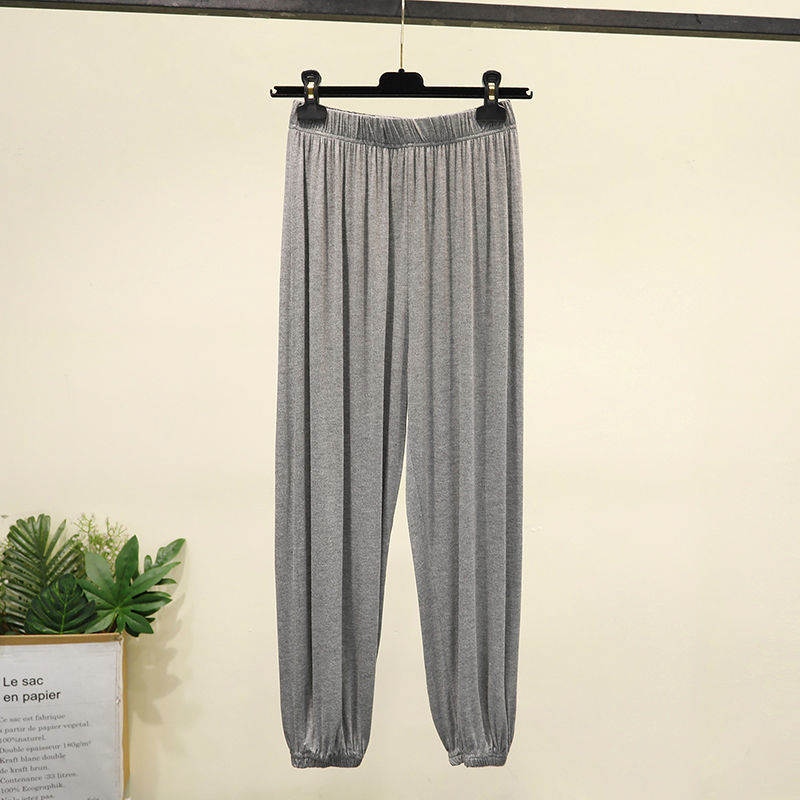 Pantalon de sommeil pour femmes, Simple et confortable, taille élastique, poches, loisirs, Slim, Vintage, été: dark grey-no pocket / XXL