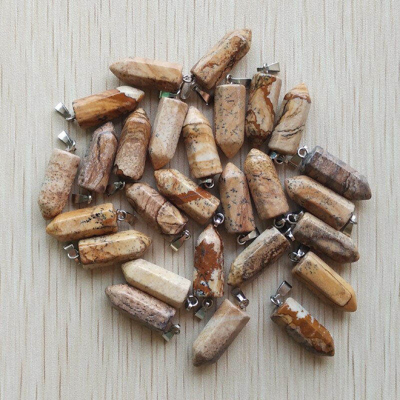 50pcs/lot bestselling good natural stone mix point pillar pendants for jewelry making