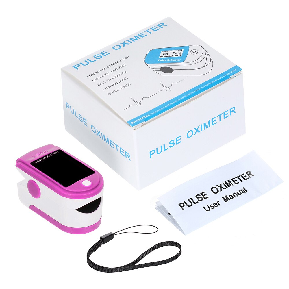 Blood Oxygen Monitor Pulsoxymeter Zuurstofverzadiging Monitor Oximeter Hartslagmeter Zonder Batterij: Purple