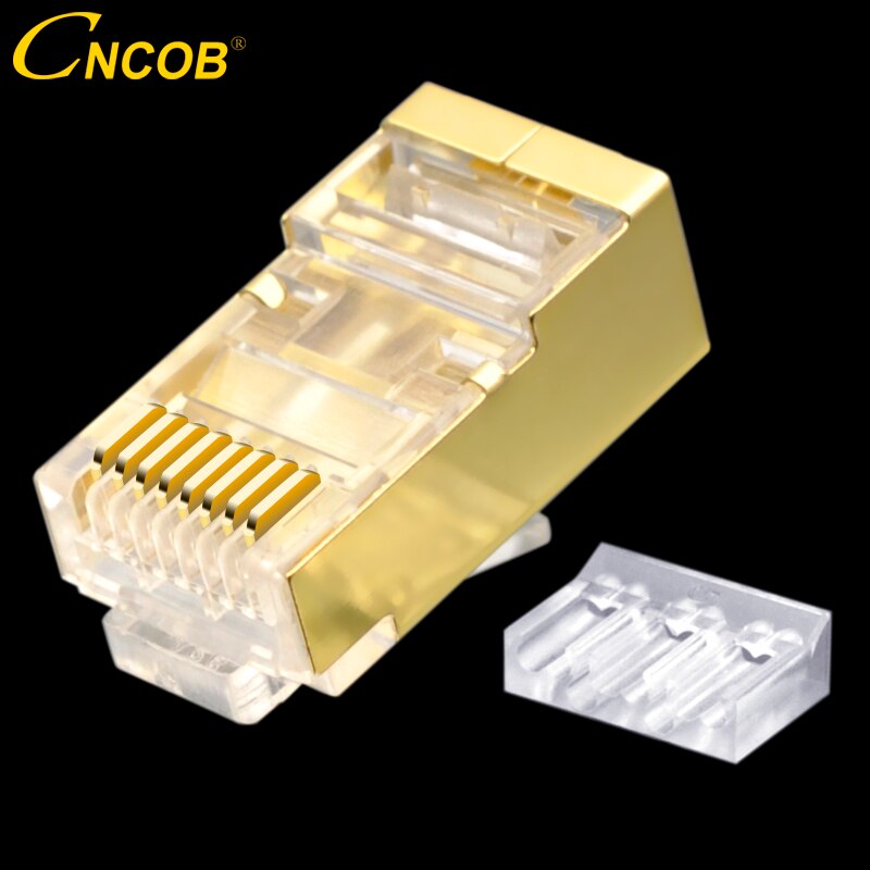 CNCOB Twee Stuk vergulde Ethernet Connector Gigabit Netwerk rj45 8p8c Connector Modulaire Plug Cat6 FTP, kristal Hoofd 30 pcs