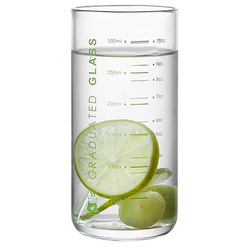Verre à boire de 11.16oz verre à eau multi-usage | Verre à bille avec mesure: Green