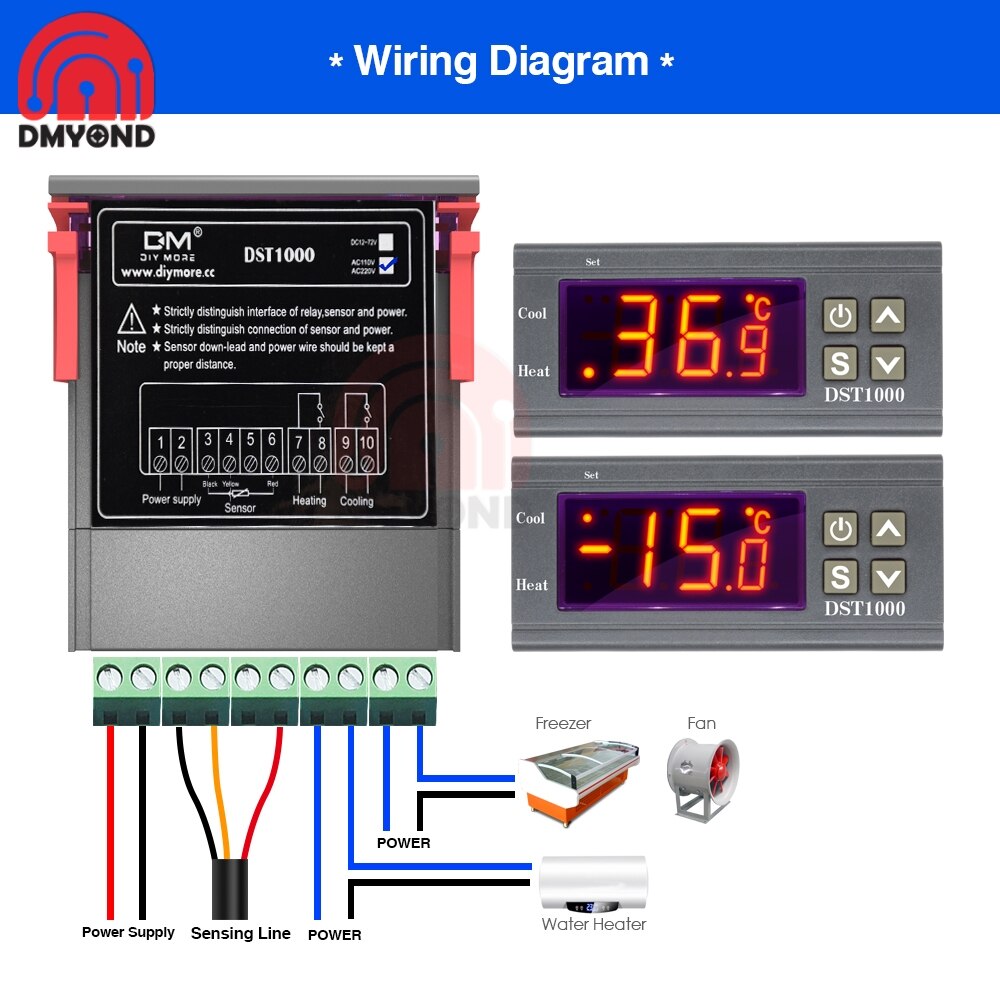 Dst 1000 ac 110-230v enkel display digitale thermostaat temperatuurregelaar regeling waterdicht  ds18 b 20 sensor vervangen stc -1000