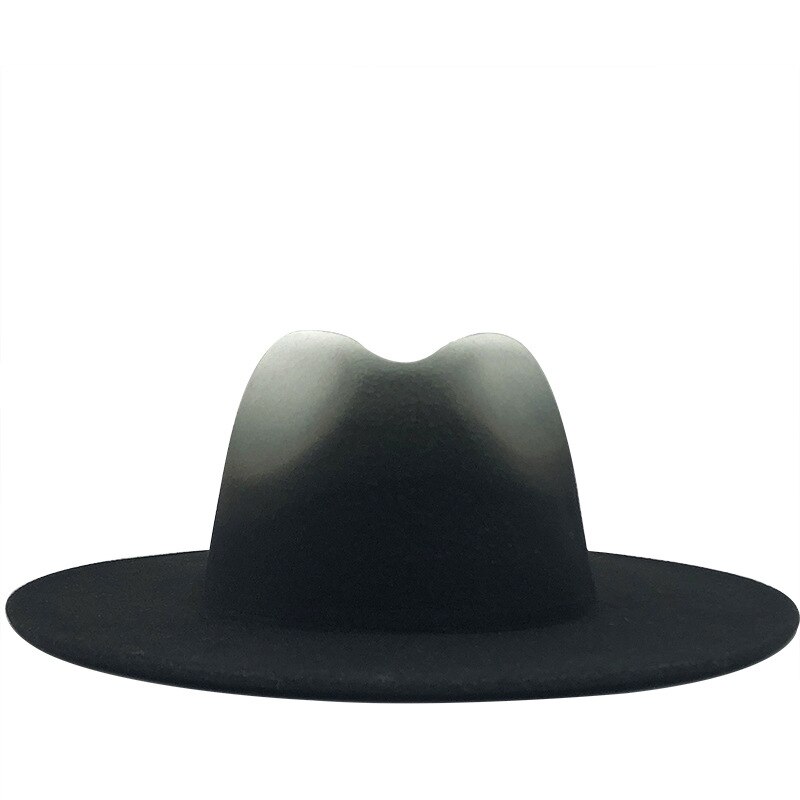 Women Men Wool Vintage Trilby Felt Fedora Hat With Wide Brim Gentleman Gradient Royal Blue For Lady Winter Jazz Caps